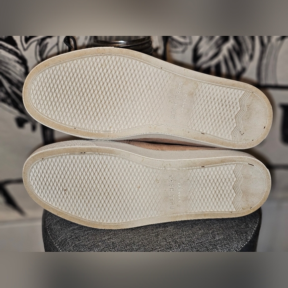 Cole Haan Fashion Slip On Peachy Tan Suede Sneakers Faux Snake Skin Accent 7B - Picture 6 of 12